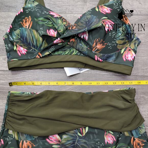 Hanna Nikole Plus Size Cross Font High Waist Bikini Swimsuit Size 16W - Picture 5 of 7